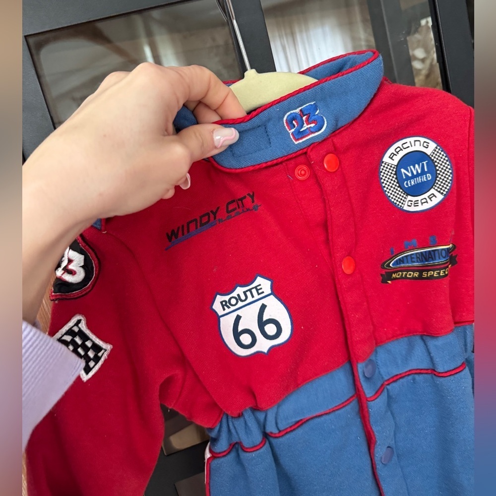 Vintage Race Car Driver nascar coverall jumpsuit baby boy route 66 patches 23 - Picture 8 of 11